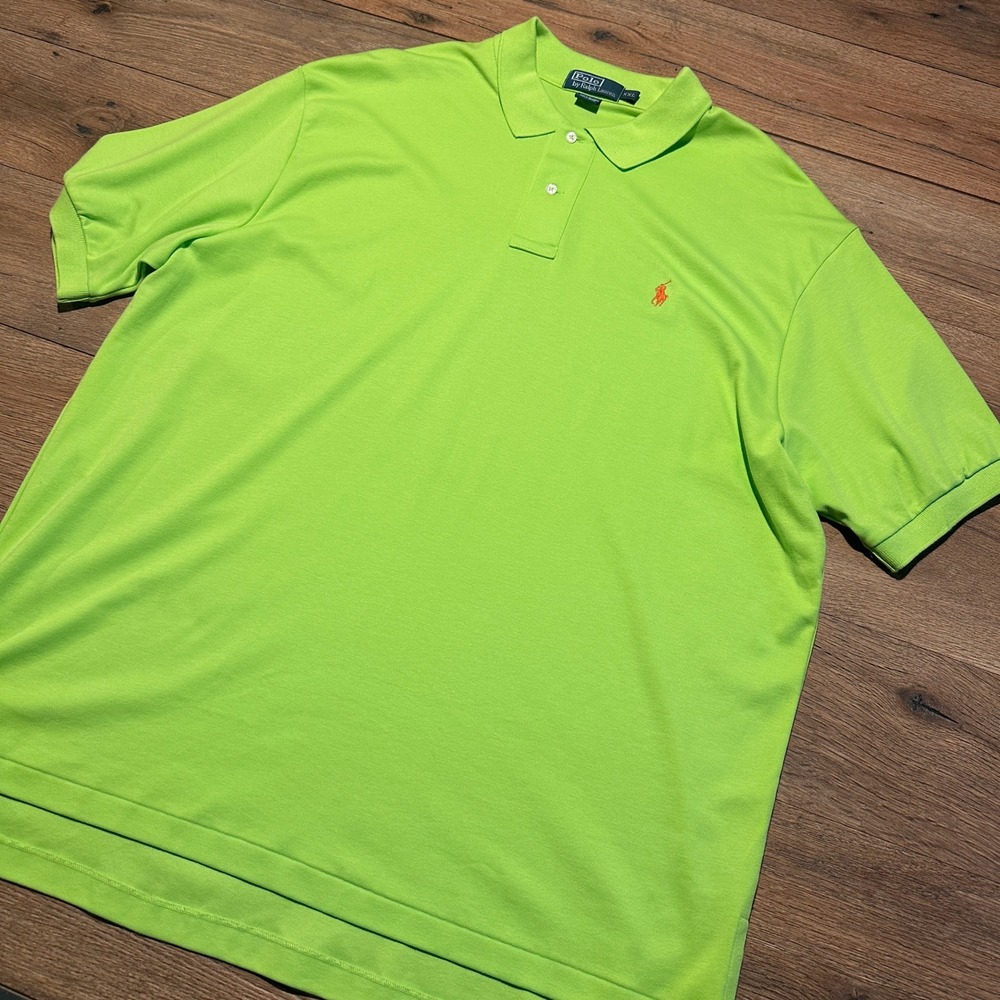 Vintage Polo Ralph Lauren Neon Green Polo Shirt Mens XXL
